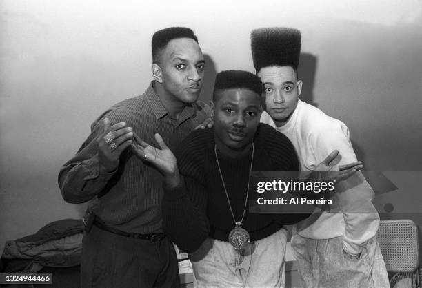 Rap group Kid 'n Play appear in a portrait taken on February 10, 1989 in New York City,