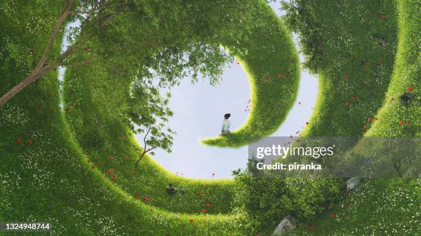 a green spiral - simetria imagens e fotografias de stock