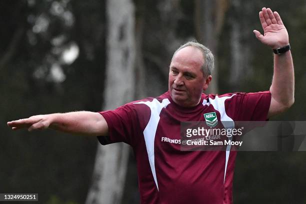 Deputy Prime Minister Barnaby Joyce during a friendly State of Origin match played at Parliament House on June 23, 2021 in Canberra, Australia....