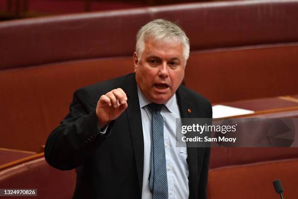 Senator Rex Patrick during Senate Business at Parliament House on June 23, 2021 in Canberra, Australia. Barnaby Joyce has deposed former Nationals...