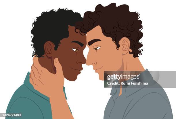 pure love - bi racial couple white background stock illustrations