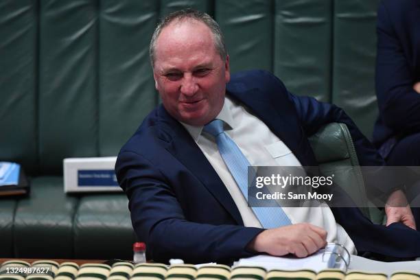 Deputy Prime Minister Barnaby Joyce during Question Time in the House of Representatives at Parliament House on June 23, 2021 in Canberra, Australia....