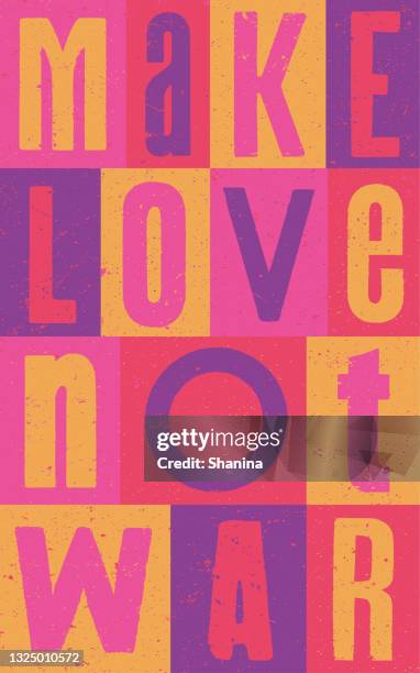 "make love not war" quote with vintage letters - v2 - poster printing stock illustrations