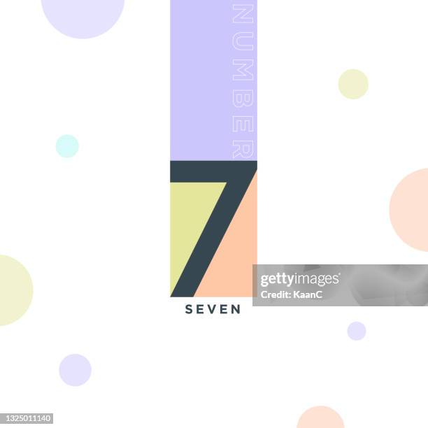 modern colorful number template isolated, step number, anniversary symbol stock illustration - tag 7 stock illustrations