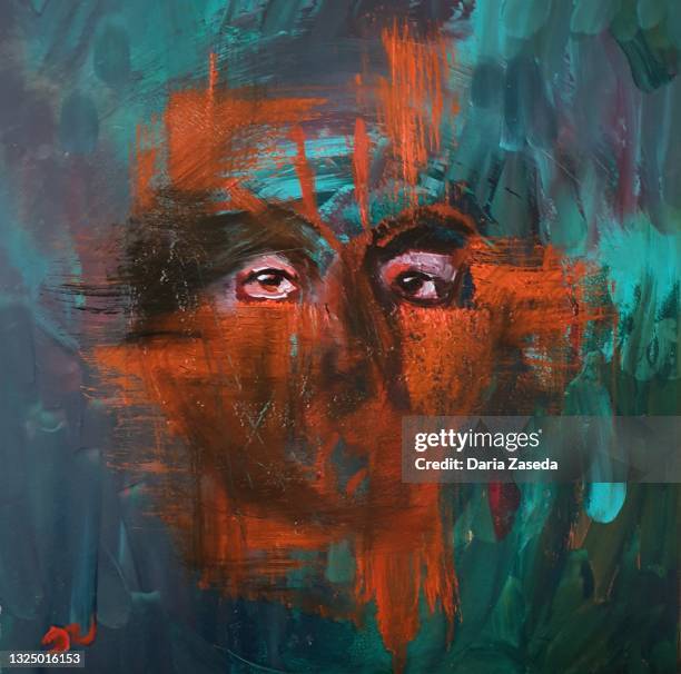 abstract woman's oil portrait - portret stock illustrations