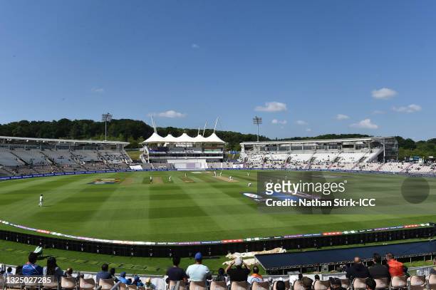 General view of play during Day 6 of the ICC World Test Championship Final between India and New Zealand at The Hampshire Bowl on June 23, 2021 in...