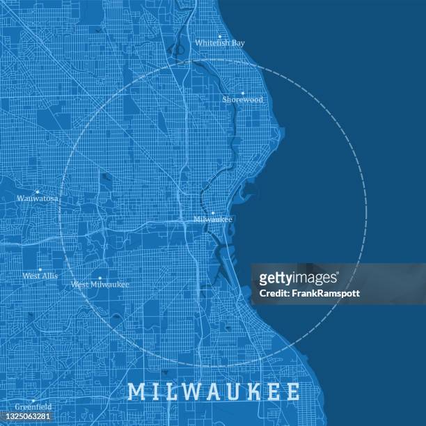 ミルウォーキーwi都市ベクトルロードマップ青いテキスト - milwaukee wisconsin点のイラスト素材／クリップアート素材／マンガ素材／アイコン素材