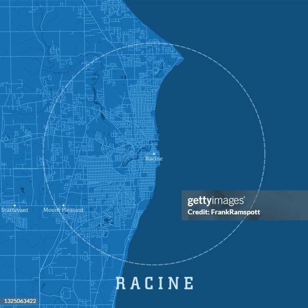 racine wi city vector road map blue text - racine wisconsin stock illustrations