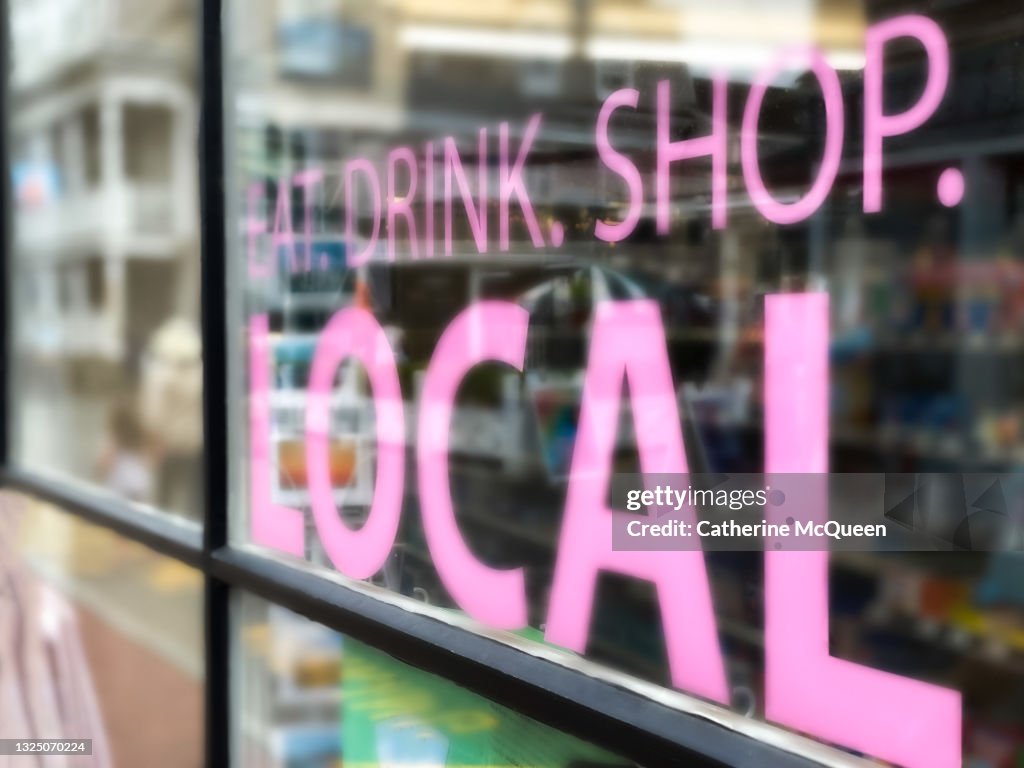 Shop local retail window sign