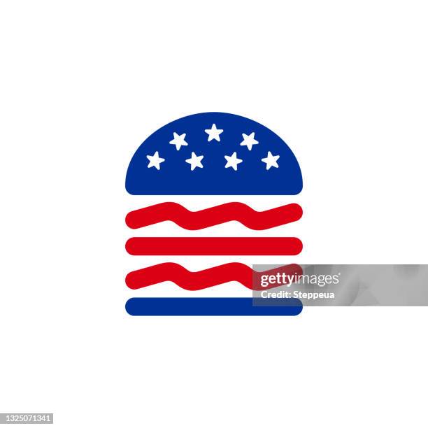 burger with american flag - burger with flag stock illustrations