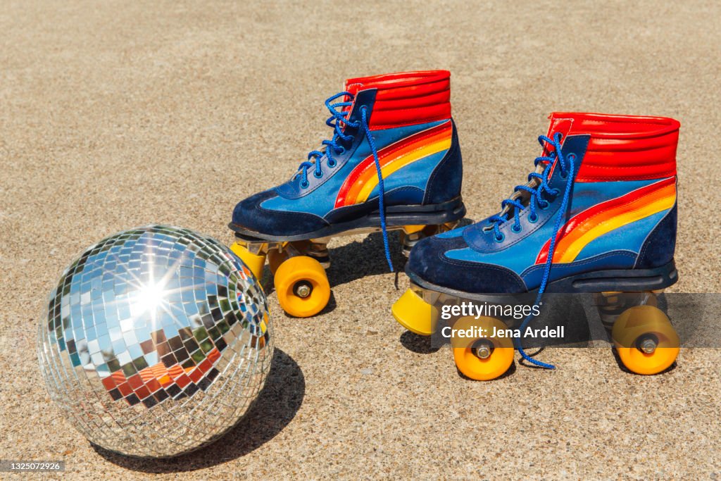 1970s Roller Skates and Disco Ball