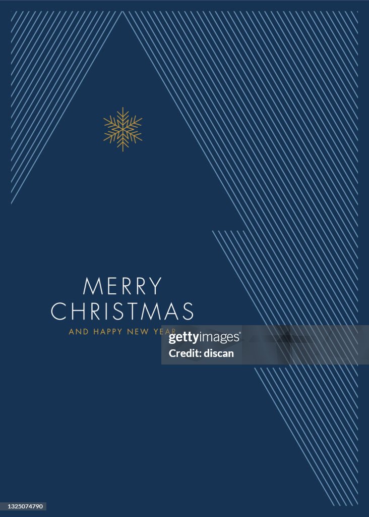 Grußkarte mit stilisiertem Weihnachtsbaum.