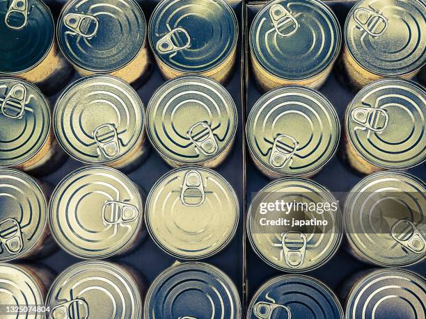 reserve cans - canned goods stock-fotos und bilder