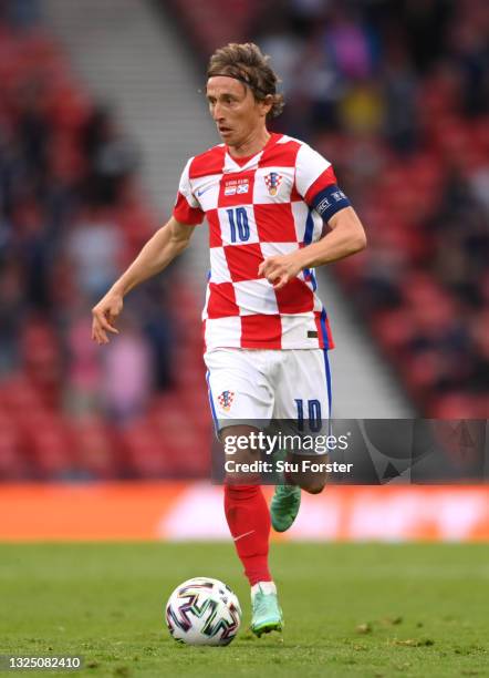 Croatia player Luka Modric in action during the UEFA Euro 2020 Championship Group D match between Croatia and Scotland at Hampden Park on June 22,...