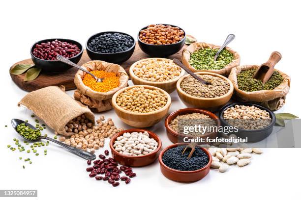 collection of dried legumes isolated on white background - split pea stock pictures, royalty-free photos & images