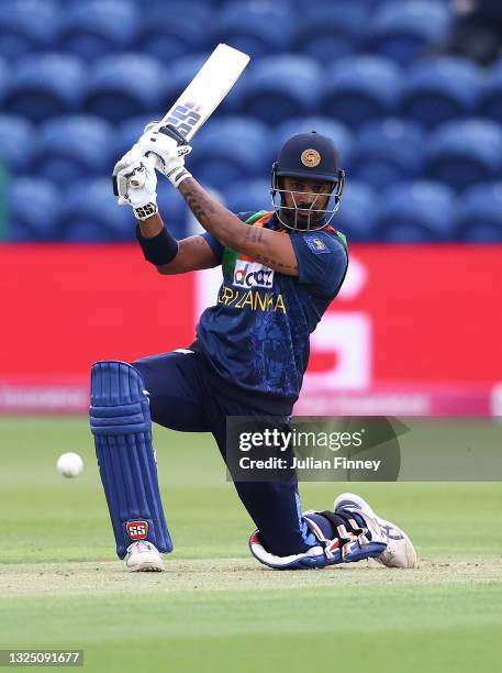 Danushka Gunathilaka of Sri Lanka bats during the T20 International Series first T20I match between England and Sri Lanka at Sophia Gardens on June...