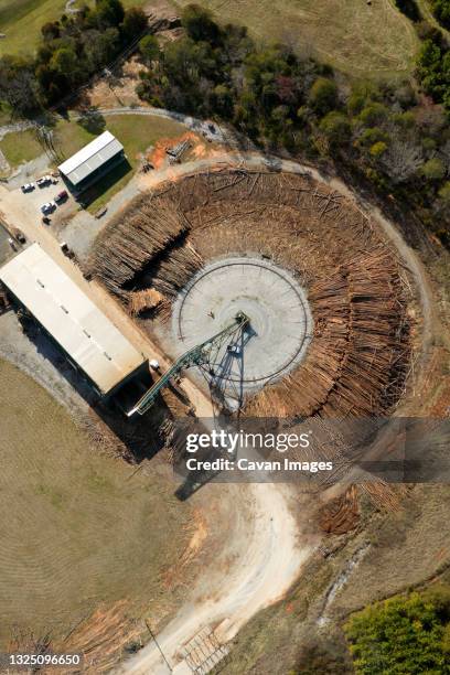 aerial view of a chip mill. - north carolina aerials stock pictures, royalty-free photos & images