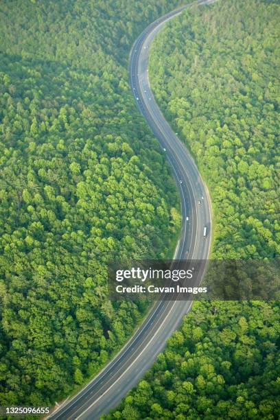 an aerial view of an interstate. - north carolina aerials stock pictures, royalty-free photos & images