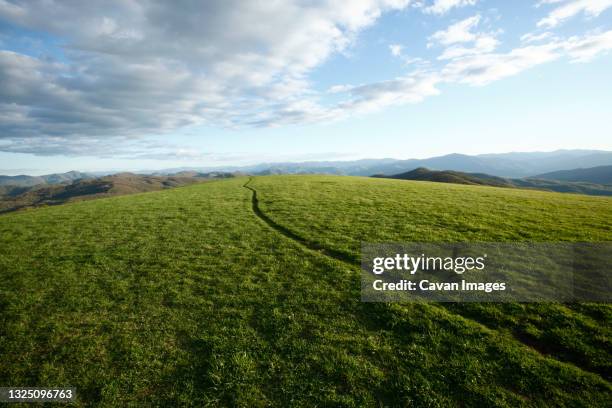 the appalachian trail at max patch bald west of asheville, north carolina. - appalachian trail stock pictures, royalty-free photos & images