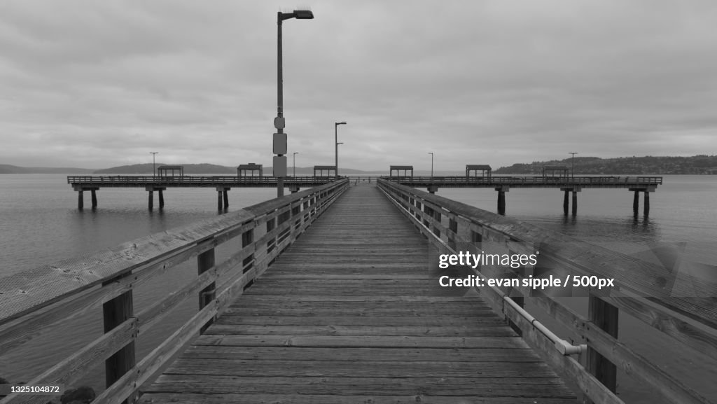 View of pier over sea against sky,Tacoma,Washington,United States,USA