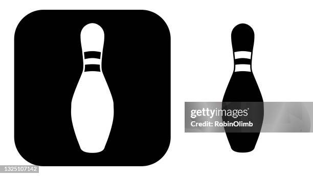 black and white bowling pin icons - skittles game stock illustrations