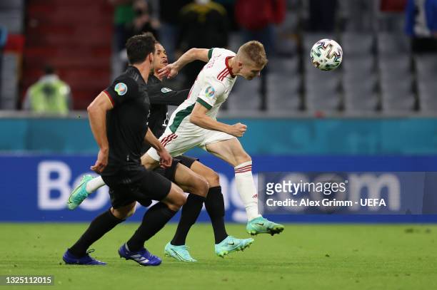 Andras Schaefer of Hungary scores their side's second goal during the UEFA Euro 2020 Championship Group F match between Germany and Hungary at...