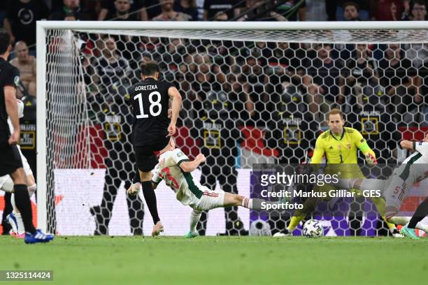 Leon Goretzka of Germany scores his team's second goal during the UEFA Euro 2020 Championship Group F match between Germany and Hungary at Football...
