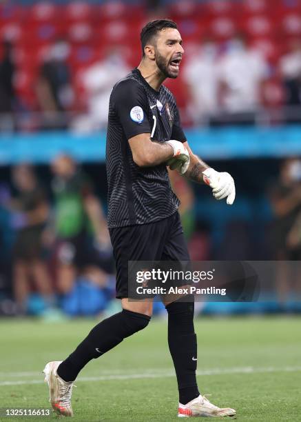 Rui Patricio of Portugal celebrates following the UEFA Euro 2020 Championship Group F match between Portugal and France at Puskas Arena on June 23,...