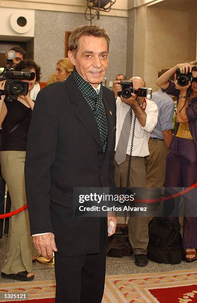 Spanish designer Jesus del Pozo attends the special concert for the 150th anniversary of the Royal Theatre in Madrid July 11, 2001 in Madrid, Spain.