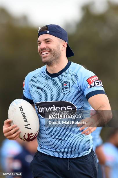 James Tedesco during a New South Wales Blues State of Origin training session at Ned Byrne Field on June 24, 2021 in Gold Coast, Australia.