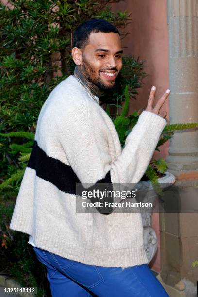 Chris Brown attends the RHUDE SS22 Runway Show on June 23, 2021 in Beverly Hills, California.
