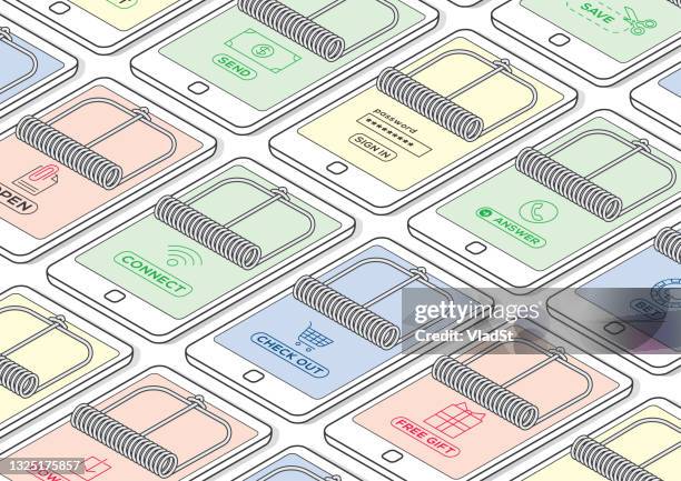internet fraud cybercrime smartphone scam online security identity theft data breach - data breach stock illustrations