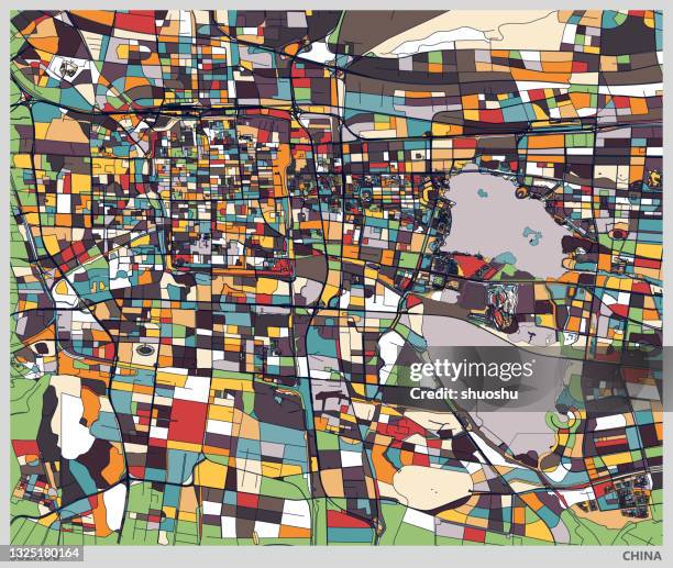 color art illustration style map,suzhou city,china - suzhou stock illustrations