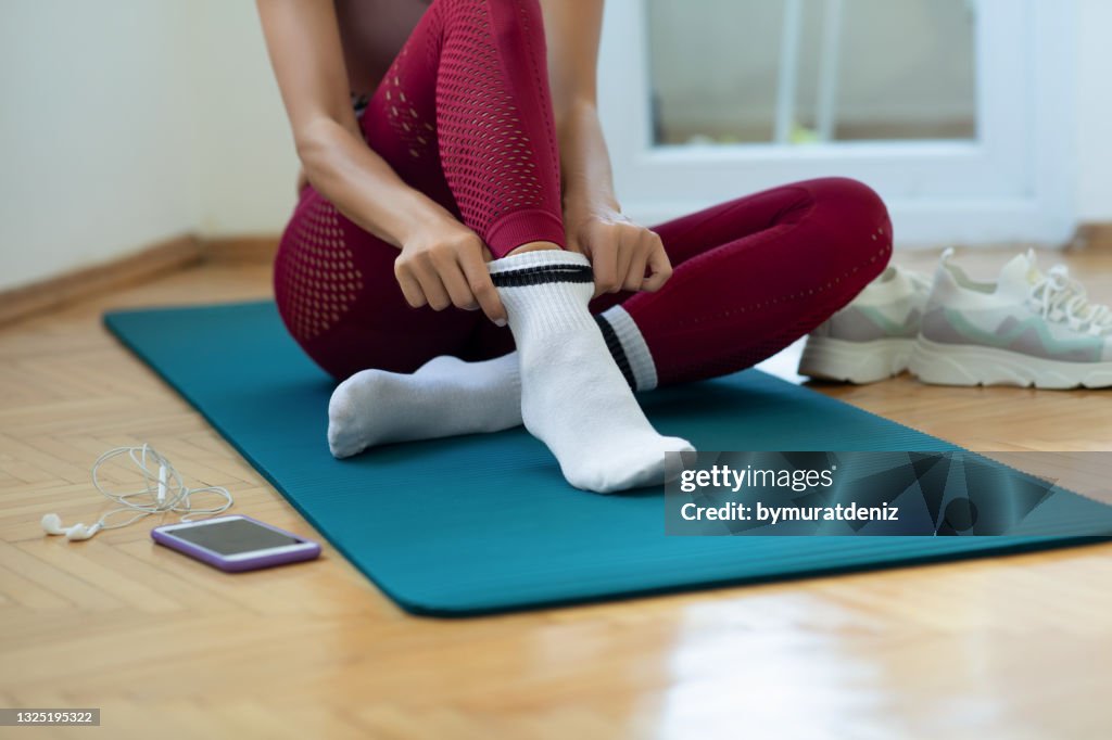 Woman wearing white socks