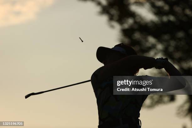Kana Nagai of Japan hits her tee shot on the 9th hole during the first round of the Earth Mondamin Cup at Camellia Hills Country Club on June 24,...