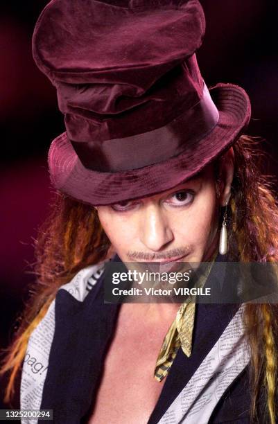 Fashion designer John Galliano walks the runway during the Dior Haute Couture Fall/Winter 2004-2005 fashion show as part of the Paris Haute Couture...