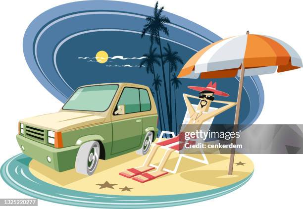 take a break - sunscreen hat stock illustrations