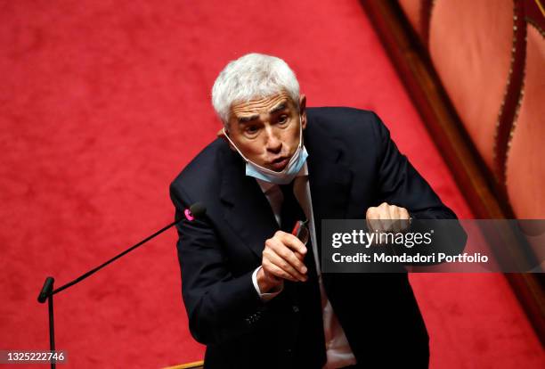 Senator Pierferdinando Casini during the communications in the classroom to the Senate by the President of the Council of Ministers, Mario Draghi...
