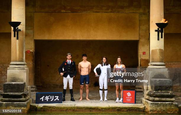 James Cooke, Joseph Choong, Kate French and Joanna Muir of Great Britain poses for a photo to mark the official announcement of the modern...