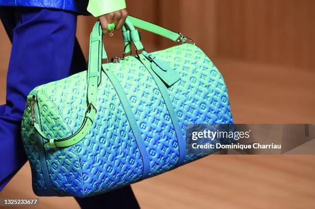 Model, detail, walks the runway during the Louis Vuitton Menswear Spring Summer 2022 show as part of Paris Fashion Week on June 24, 2021 in Paris,...