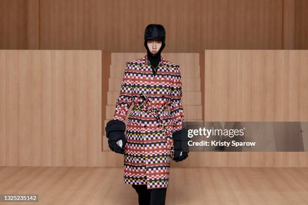 In this image released on June 24th, a model walks the runway during the Louis Vuitton Menswear Spring Summer 2022 show as part of Paris Fashion Week...