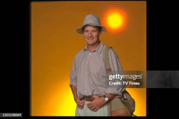 Actor, writer and presenter Michael Palin dressed in travel clothes, circa 1992.