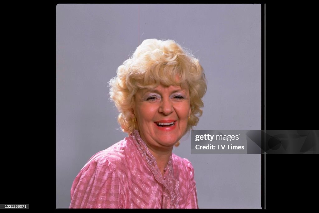 Actress Lynne Perrie in character as Ivy Tilsley in television soap