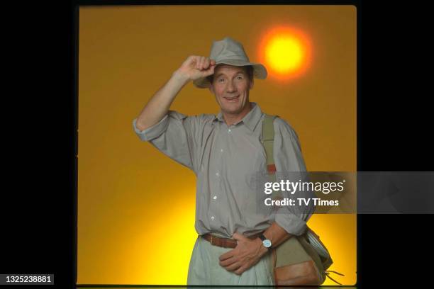 Actor, writer and presenter Michael Palin dressed in travel clothes, circa 1992.