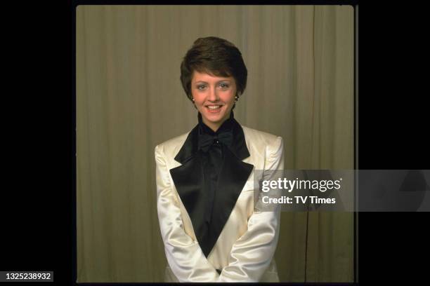 Television presenter Anne Diamond photographed at the TV Times Awards, circa 1986.