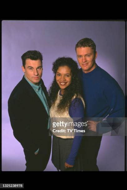 Actors Jesse Birdsall, Jaye Griffiths and Craig McLachlan of crime drama Bugs, circa 1995.