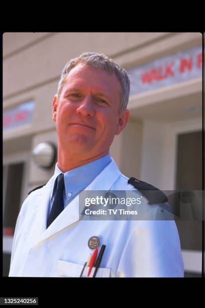 Actor Derek Thompson in character as Charlie Fairhead in medical drama Casualty, circa 1997.