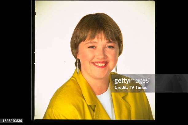Actress Pauline Quirke in character as Sharon Theodopolopodous in sitcom Birds Of A Feather, circa 1992.