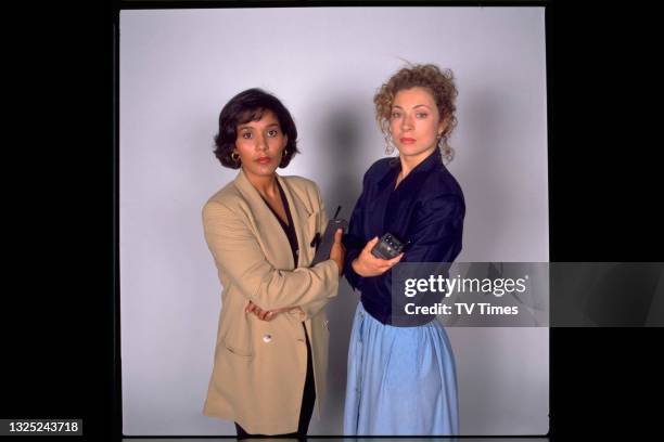 Actresses Caroline Lee-Johnson and Alex Kingston in character as Diane Ralston and Katherine Roberts in crime drama The Knock, circa April 1996.