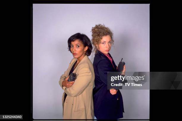 Actresses Caroline Lee-Johnson and Alex Kingston in character as Diane Ralston and Katherine Roberts in crime drama The Knock, circa April 1996.